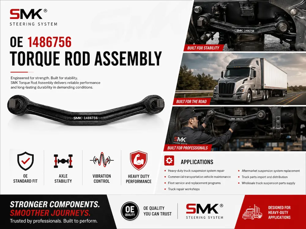 SMK OE 1486756 heavy-duty truck torque rod assembly and suspension application
