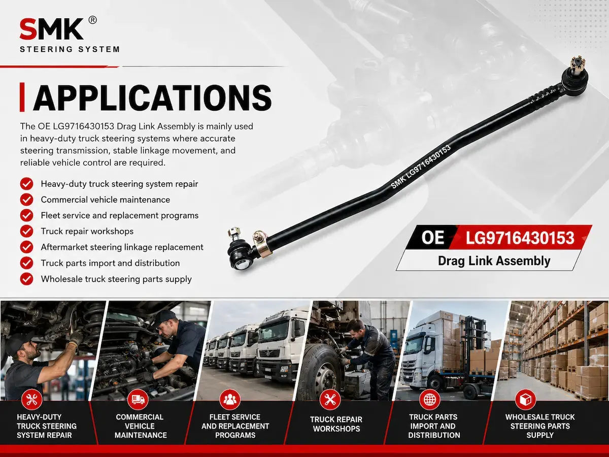 OE LG9716430153 Drag Link Assembly applications for heavy-duty truck steering systems