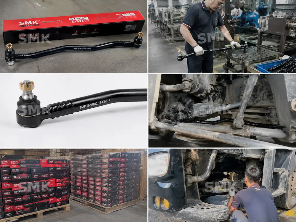SMK truck drag link assembly product details, packaging, and installation application