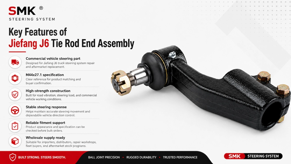 Jiefang J6 Tie Rod End Assembly M44x27.1 key features for truck steering system